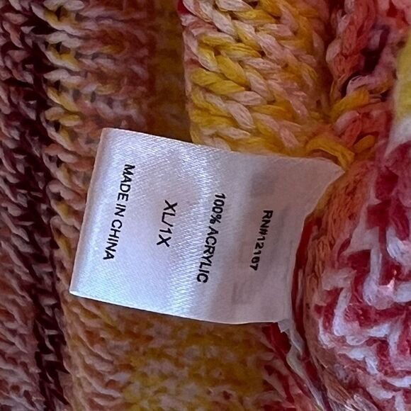 Laurie Felt Multicolor Braided Cable-Knit Fringe hem Boho Top Size XL - Picture 4 of 5